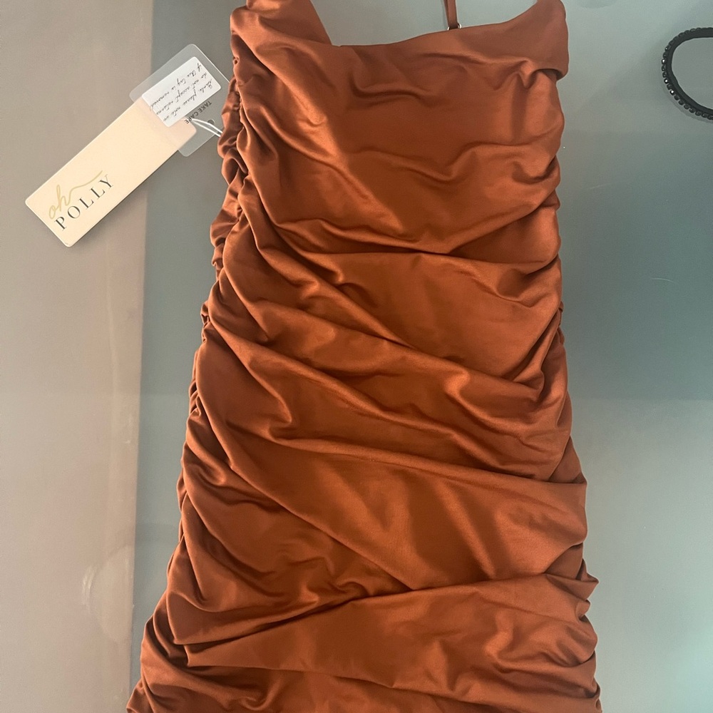 Oh Polly Women's Mini Dress in Rich Brown/ Bronze 🔥🔥🔥